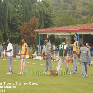 Players line up for fielding drills