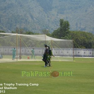 Mohammad Irfan prepares for some batting practice