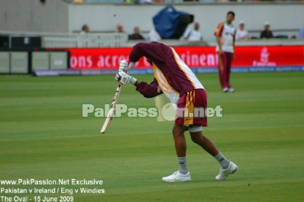 A West Indian player warming up