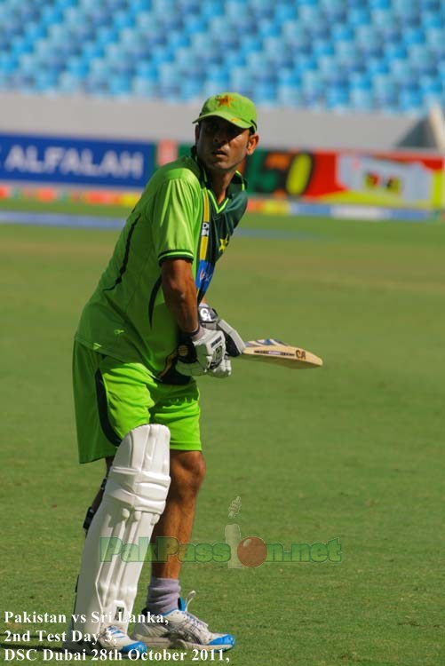 Abdur Rehman practicing his batting