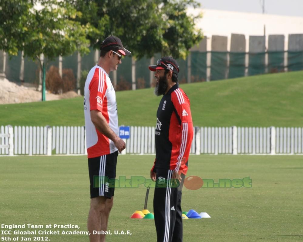 Andrew Strauss with Mushtaq Ahmed