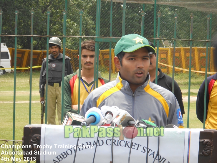 Asad Shafiq speaking to the media