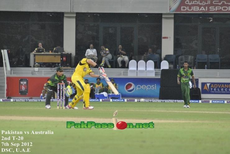 Austrlian batsman playing a shot