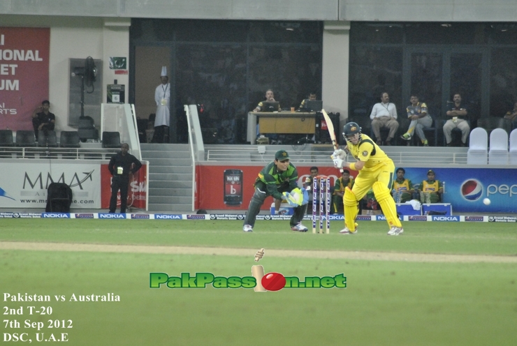 Austrlian batsman playing a shot