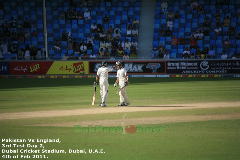 Azhar Ali gets a pat on the head from senior pro Younis Khan