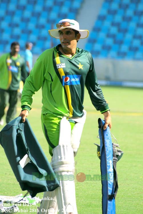 Captain Misbah-ul-Haq after a practice session