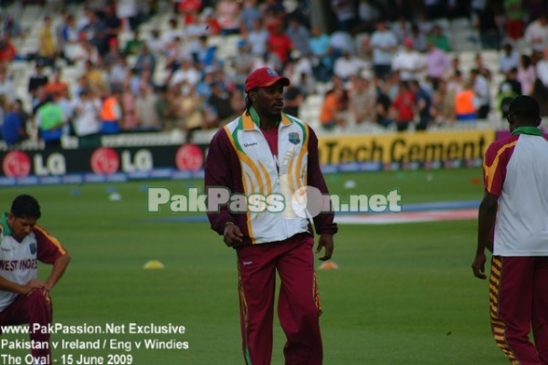 Chris Gayle warming up