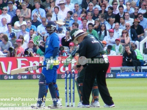 Daryl Harper puts the dislodged bails on