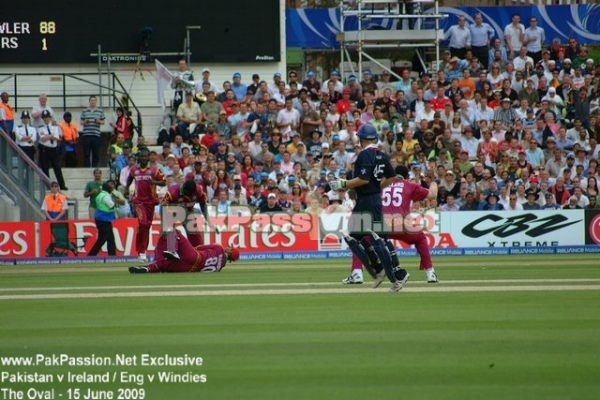 Dinesh Ramdin takes a brillaint catch to get rid of Luke Wright