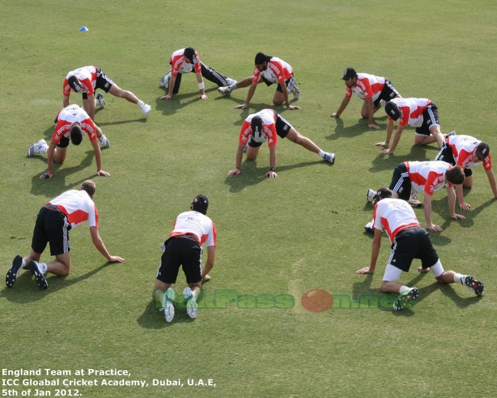 England players in practice drills