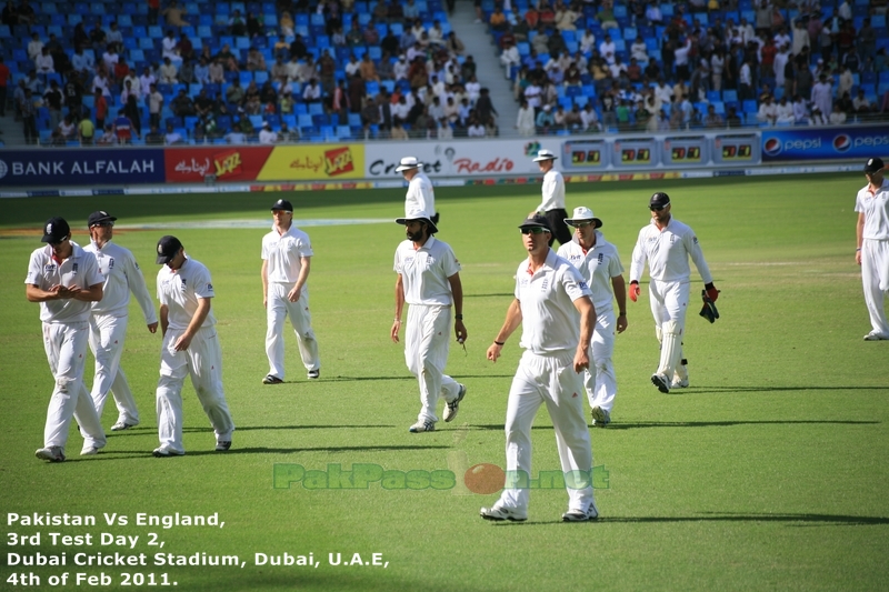 England players leave the field at the end of the session