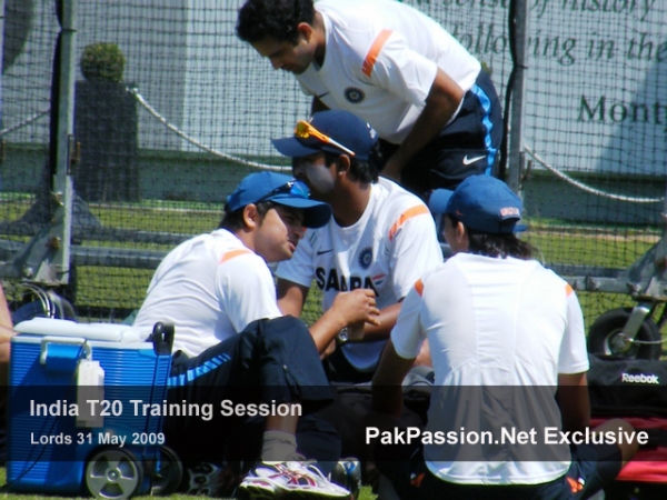 Indian players relax during a training session at Lords