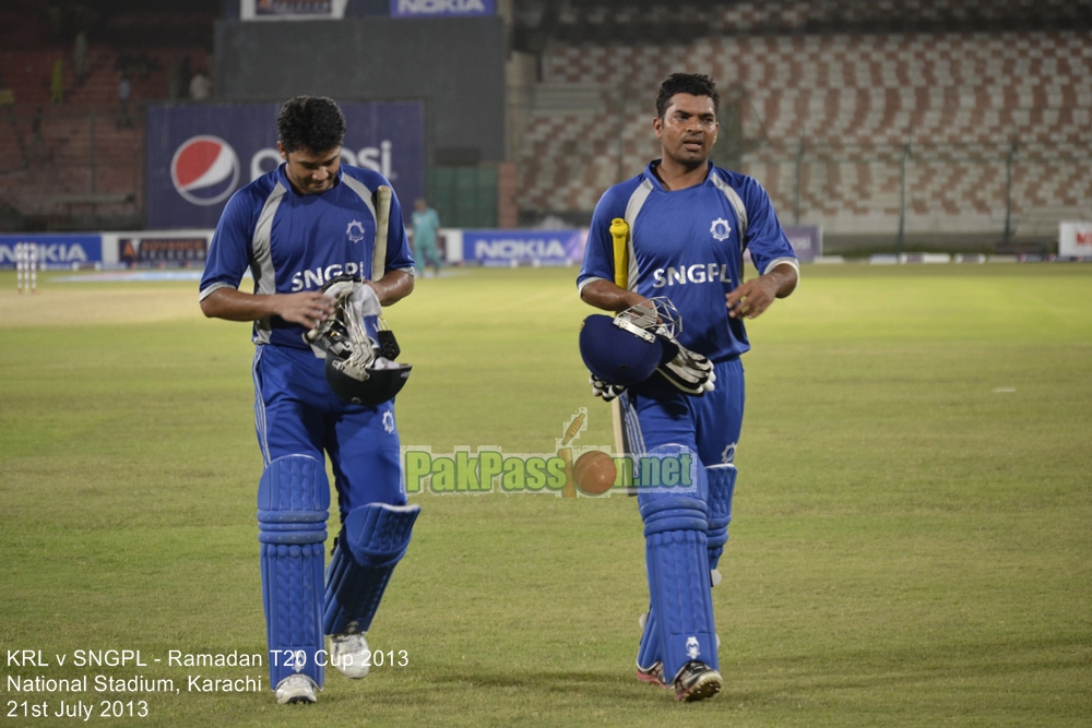 KRL vs SNGPL - Ramadan T20 Cup 2013