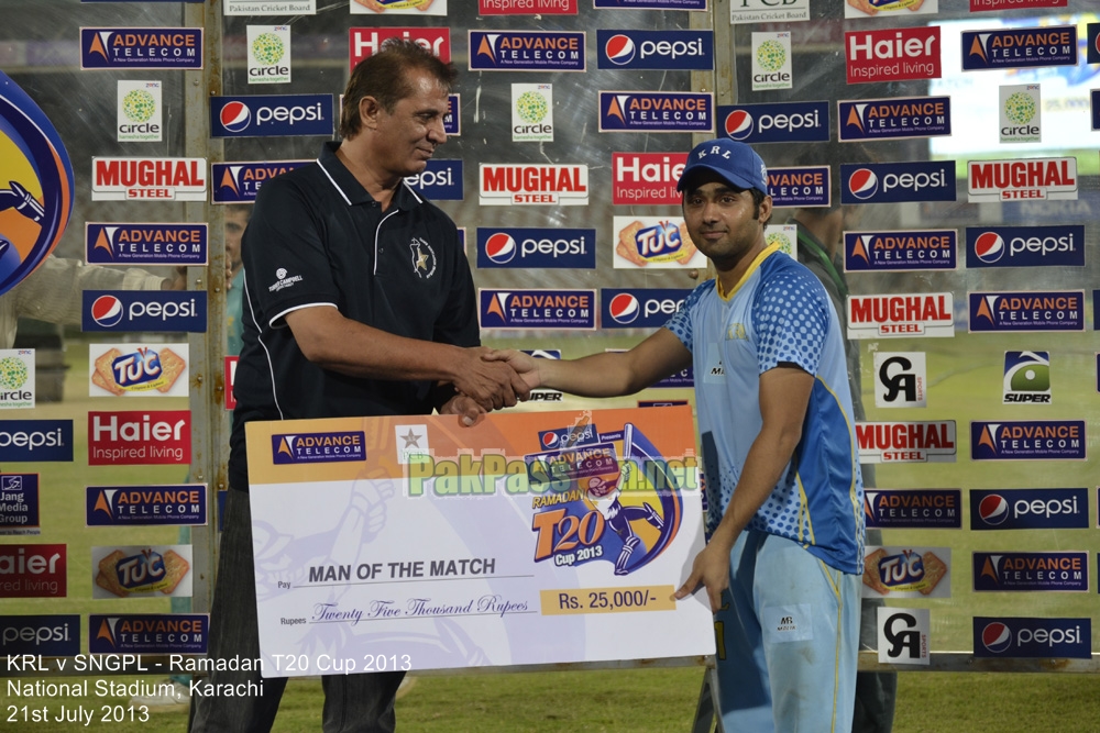 KRL vs SNGPL - Ramadan T20 Cup 2013