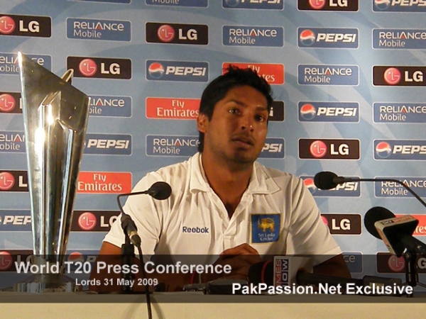 Kumar Sangakkara answers questions at the Lords Press Conference