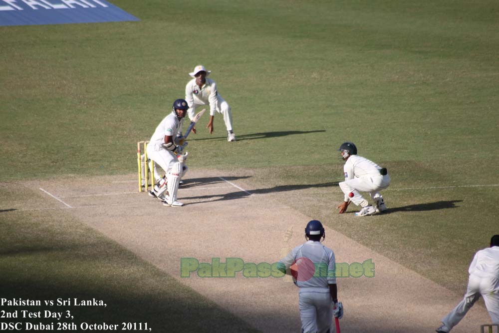 Kumar Sangakkara anticipates the ball during its flight