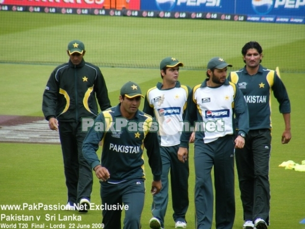 Members of the Pakistani team warm up