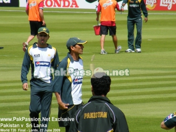 Members of the Pakistani team warm up