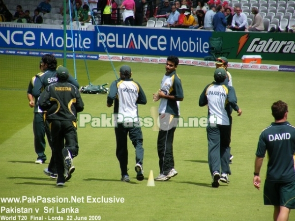 Members of the Pakistani team warm up