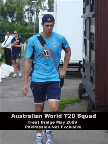 Mitchell Johnson gets ready for a training session at Trent Bridge
