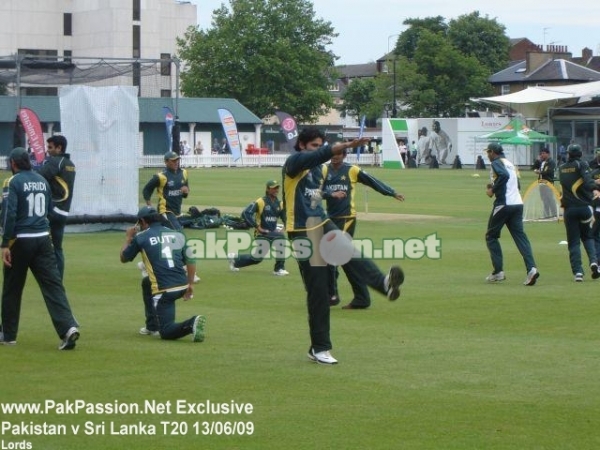 Pakistani team warming up before the game