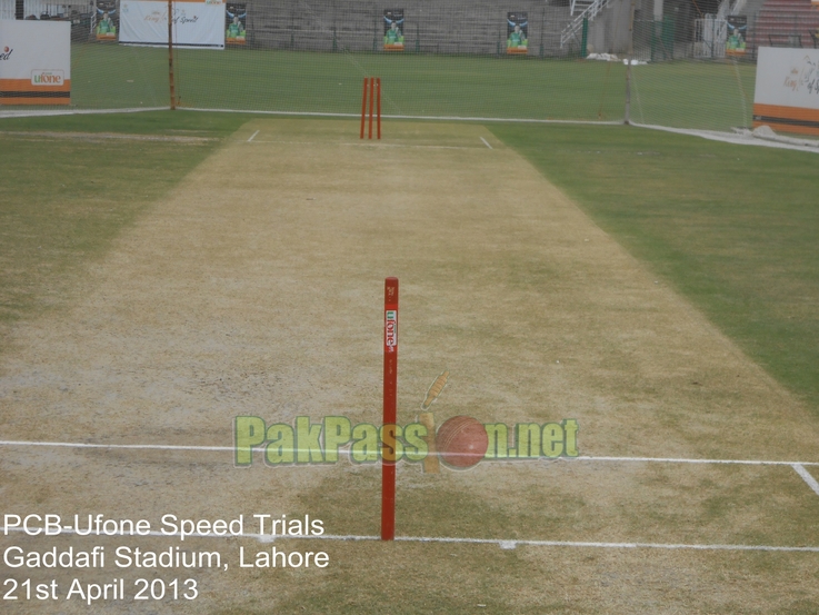 Pitch at Gaddafi Stadium during PCB Ufone Speed Trials