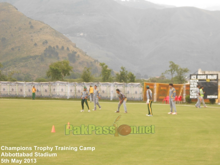 Players participate in fielding drills