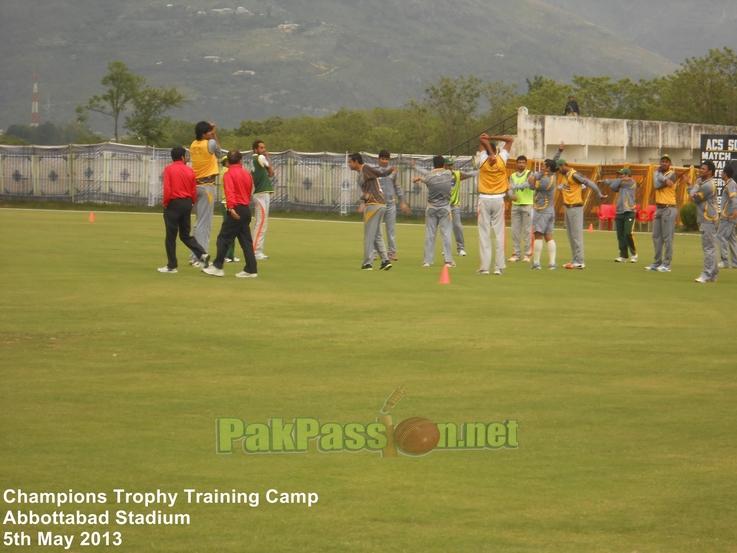 Players warming up