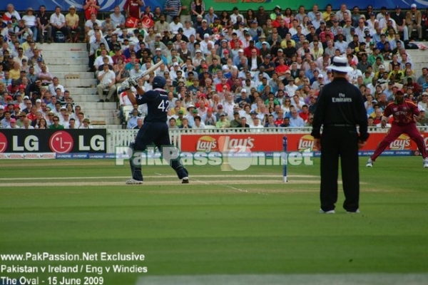 Ravi Bopara helps the ball through the point region