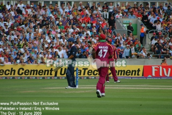 Ravi Bopara watches carefully from the non-strikers end