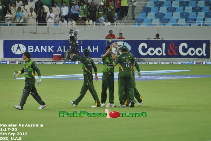 Raza Hasan's wicket celebration