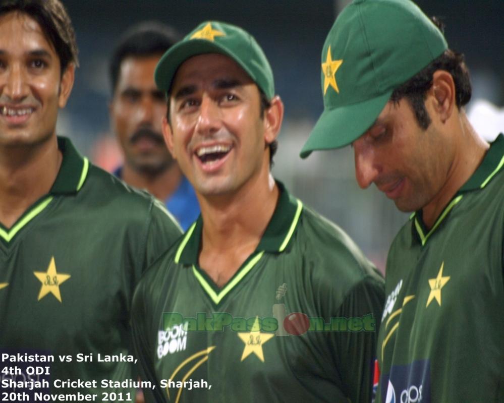 Saeed Ajmal and Misbah-ul-Haq are all smiles after a close win