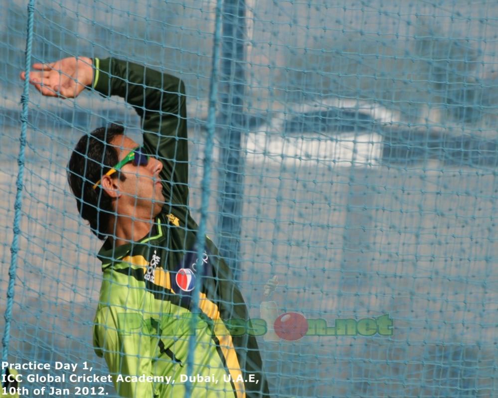 Saeed Ajmal bowling in the nets