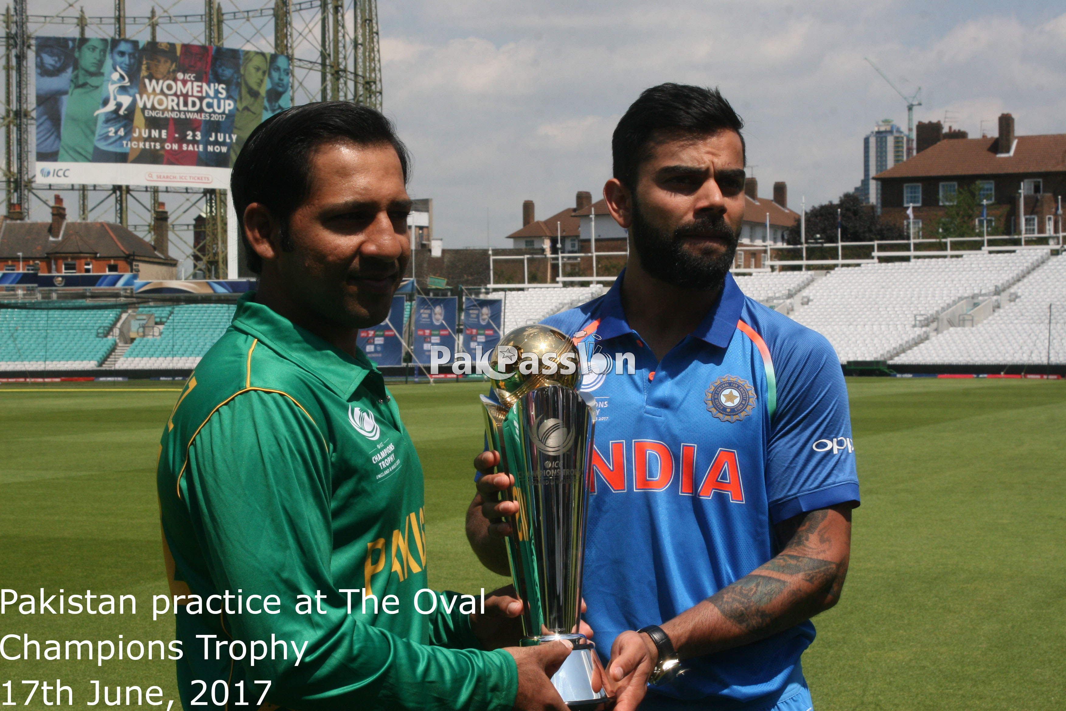 Sarfraz Ahmed and Virat Kohli before the 2017 Champions Trophy final