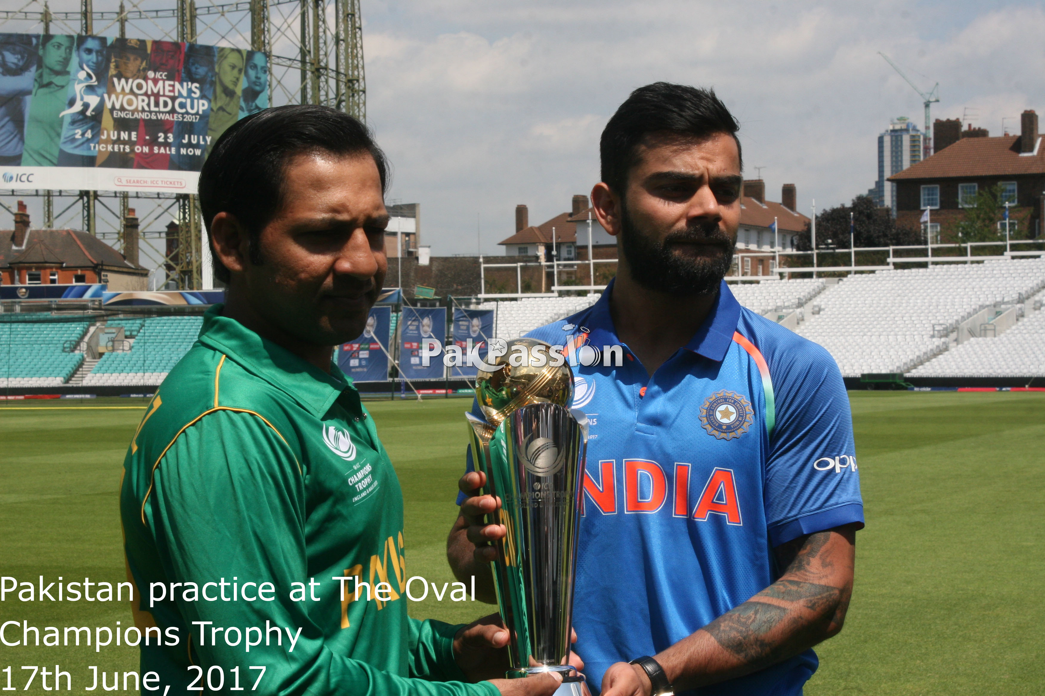 Sarfraz Ahmed and Virat Kohli before the 2017 Champions Trophy final