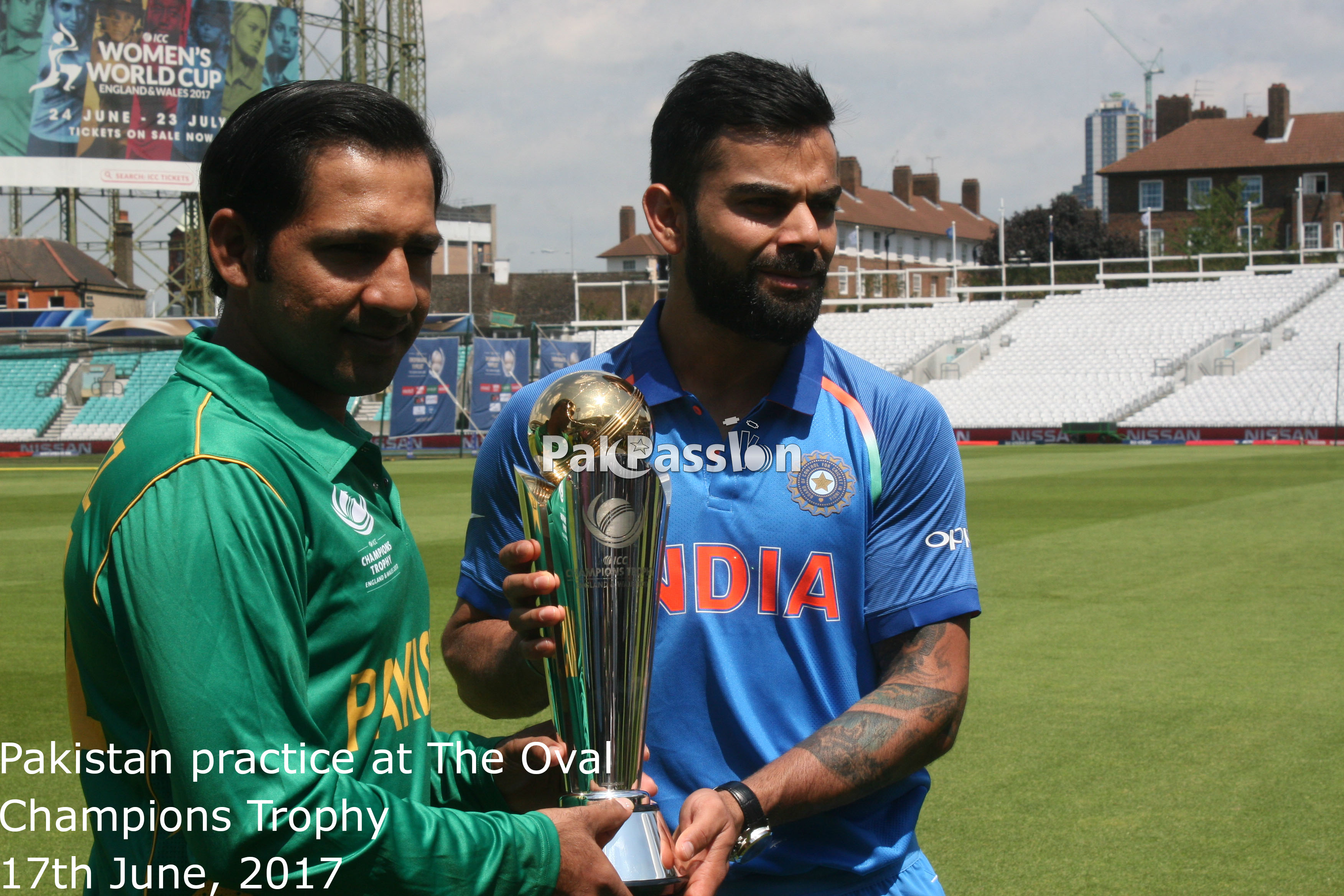 Sarfraz Ahmed and Virat Kohli before the 2017 Champions Trophy final