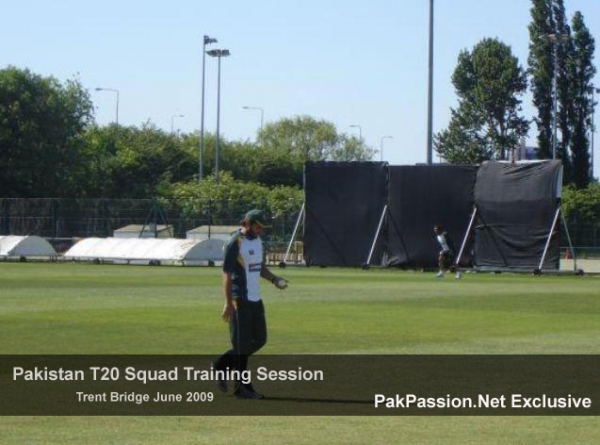 Shahid Afridi at a training session at Trent Bridge