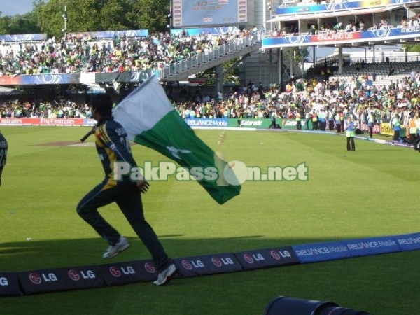 Shahzaib Hasan doing a lap of honour at Lord's