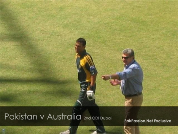 Skipper Younis Khan with an official