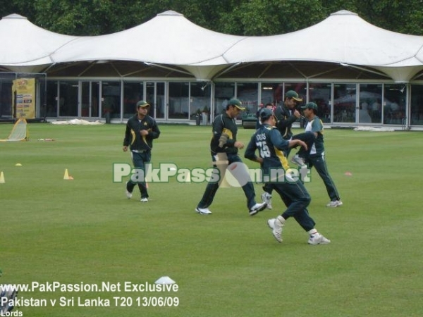 The Pakistani warming up at the Lords