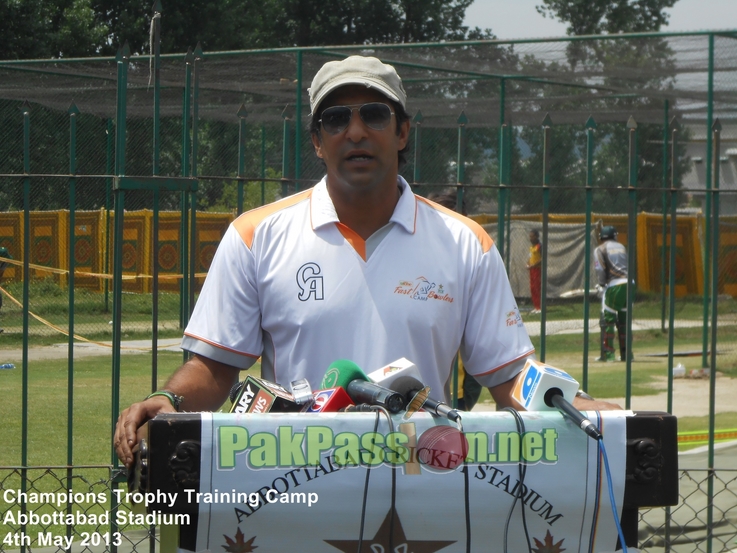 Wasim Akram speaking to the media