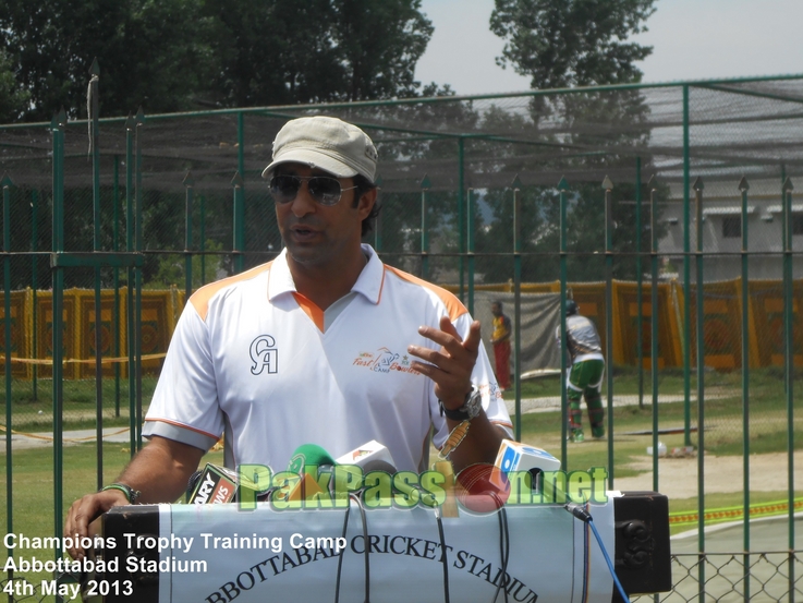 Wasim Akram speaking to the media