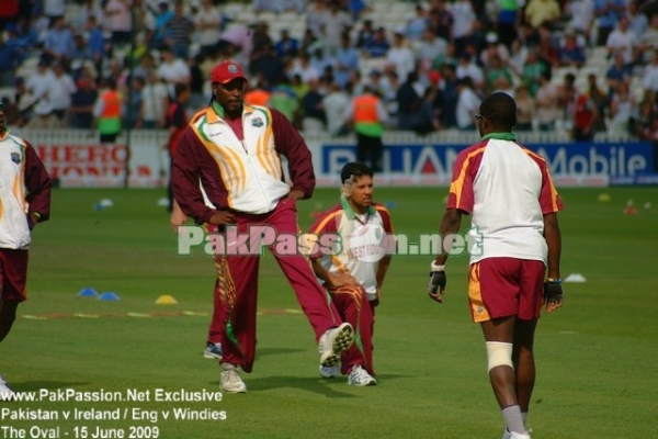 West Indies warming up