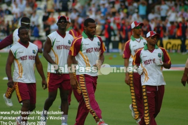 West Indies warming up