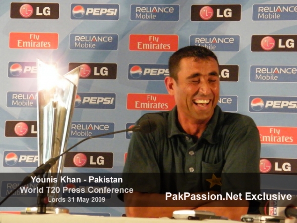 Younis Khan in a jovial mood at Lords Press Conference