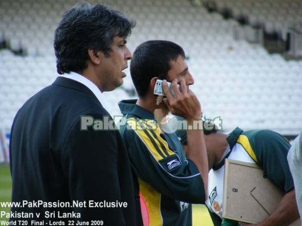 Younis Khan talking on the phone