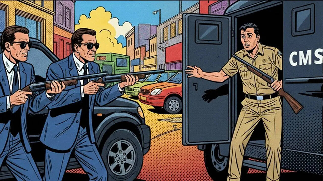 Under instructions from the gang, the lone CMS driver is told to take the cash van alone towards Dairy Circle while the criminals follow at a distance.